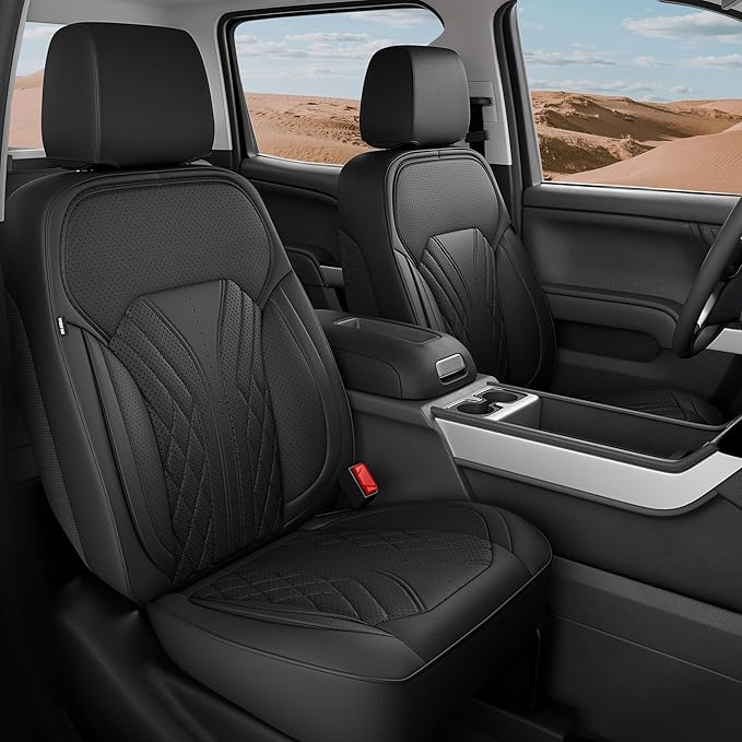 for Chevy Silverado GMC Sierra Waterproof Seat Covers, Crew Cab 1500 2014-2018, 2500HD 3500 HD 2015-2019, Truck Protectors Accessories Full Set, Black