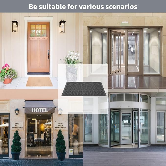 Rubber Scraper Mat for Shoes - Heavy Duty Non-Slip Entryway Mat, Mud Trapping with Deep Grooves, Waterproof Anti-Fatigue for Indoor/Outdoor, Garage Home Dust Control (4 Pack - 36" x 24")