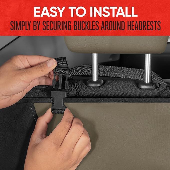 Motor Trend AquaShield Waterproof Beige Rear Split Bench Seat Covers for Trucks Rear Seat Cover Only - Black Car Seat Covers, Back Seat Cover Only - Durable Neoprene Spill Resistant for Kids & Dogs