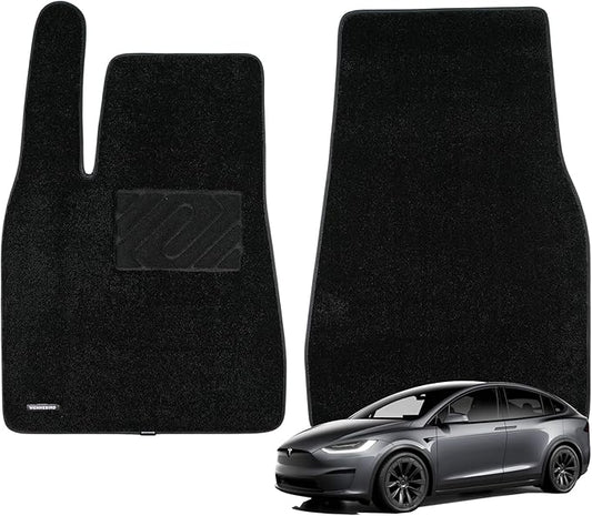 WENNEBIRD Superior Carpet Front Row Floor Mats for 2015-2020 Tesla Model X, 0.6-Inch Ultra-Thick, Noise-Reducing, All-Weather Waterproof Anti-Slip – 2-Pc Set