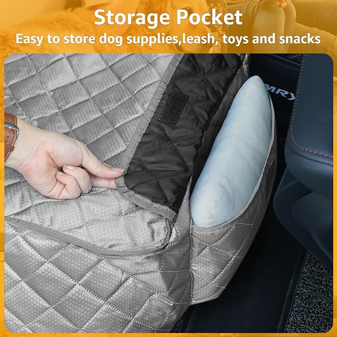 PETICON Waterproof Front Seat Car Cover, Full Protection Dog Car Seat Cover with Side Flaps, Nonslip Scratchproof Front Seat Cover Fits for Cars, Trucks, SUVs, Jeep, Gray (Gray)