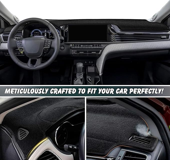 Non-Slip Dash Cover Dashboard Cover Mat Custom Fit Center Console Cover Sunshield Protector Pad Compatible with for Toyota Camry 2025 Accessories Pad (with HUD) (Black Trim)