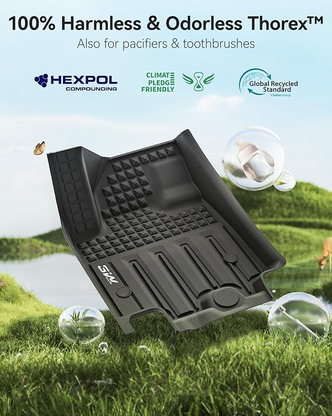 3W Floor Mats & Seat Back Mats & Cargo Liner for Chevrolet Chevy Equinox EV (Not Fit Gasoline) 2024-2025 2026, All Weather TPE Custom Fit Full Set Car Floor Mats, Black