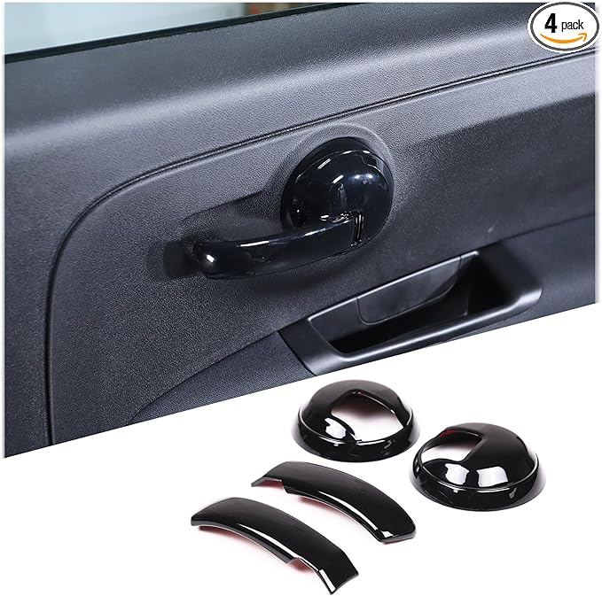 4PCS Inner Door Handles Cover Trim Compatible with Fiat 500/500 Abarth 2010-2024 Car Inner Door Handles Cover Protector Trim ABS Interior Decorative Cover Trim Sticker (Glossy Black)