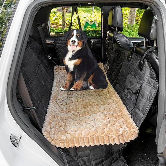 Non-Slip Dog Bed Mat for Car, Fuzzy Backseat Pet Mat, Travel Pet-Friendly Seat Cover for Cars, Compatible with Backseat Extenders and Seat Protectors 24.8x54 inch