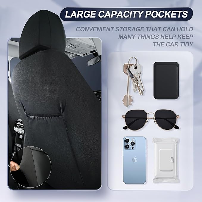 GIANT PANDA Front Car Seat Cover for Toyota, Piping Leather Bucket Seat Covers Custom for Toyota Rav4 Camry Highlander Corolla Prius 2-Pack (Black)