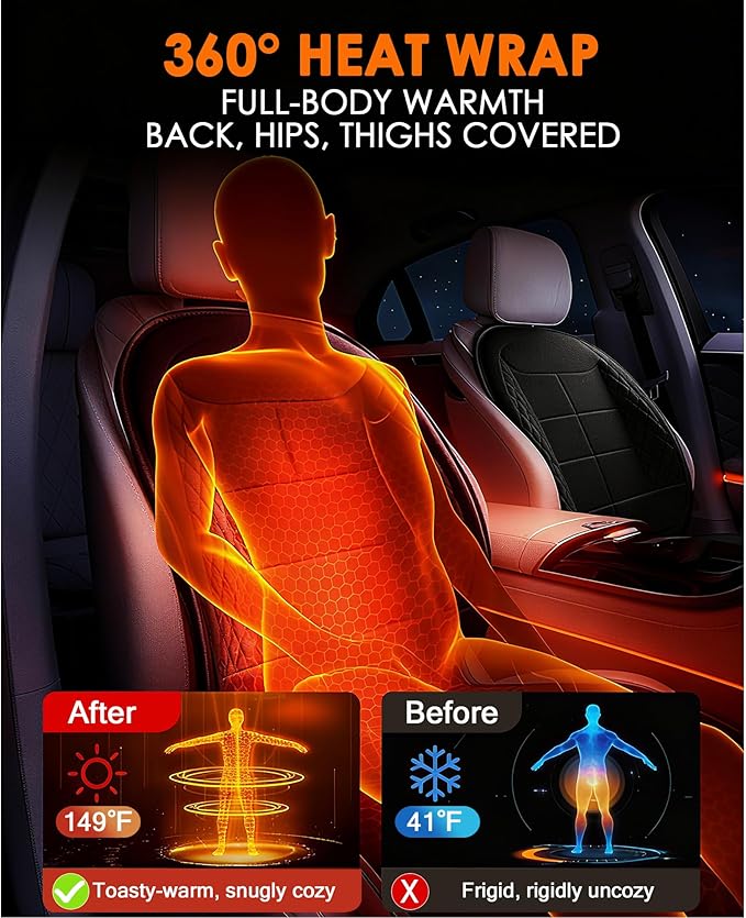 Ultra Soft Velvet Plush Car Seat Cover - Comfortable Driving in Winter, Front Seat Cushion with Non-Slip Back, Universal Fit for All Vehicles Trucks SUVs Vans Campers RVs School Bus (Black 1PCS)