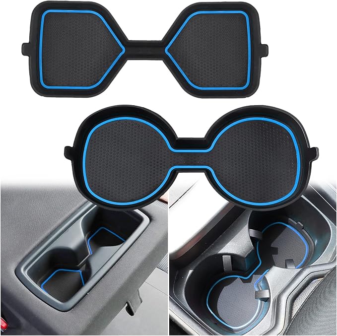 Auovo 3D Cup Holder Inserts for Toyota RAV4 Accessories 2025 2024 2023 2022 2021 2020 2019 Silicone Center Console Cup Holder Coaster Liner Mat Pad Interior Trims (Blue, 2pcs kit)