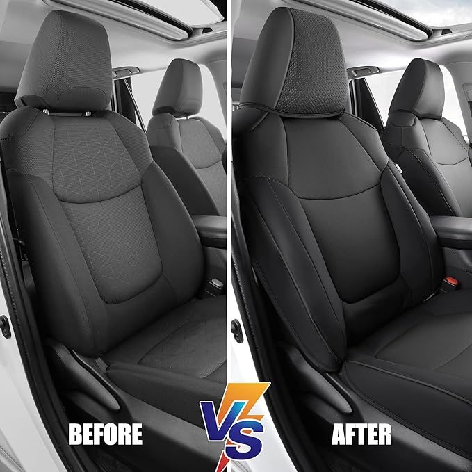 AOOG Leather Car Seat Covers Fit RAV4, Waterproof Faux Leather Seat Covers Custom Fit for Toyota RAV4 2019 2021 2022 2023 LE,XLE,XLE Premium, Limited (Front Pair, Black)