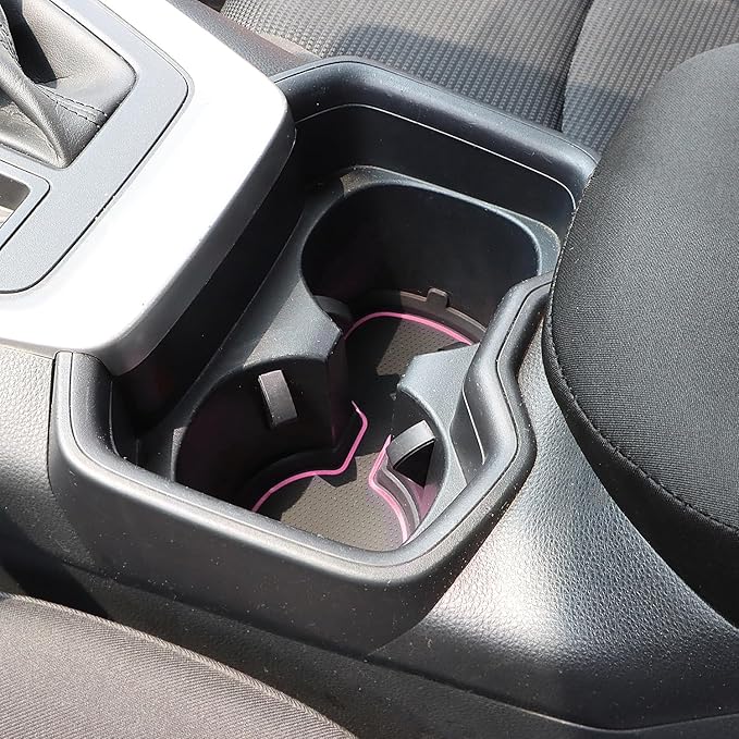 Auovo 3D Cup Holder Inserts for Toyota RAV4 Accessories 2025 2024 2023 2022 2021 2020 2019 Silicone Center Console Cup Holder Coaster Liner Mat Pad Interior Trims (Pink, 2pcs kit)