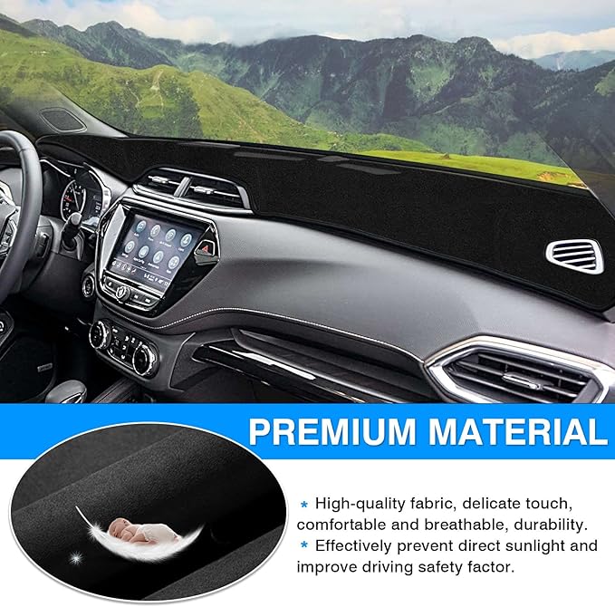 Autorder Custom Fit for Dashboard Cover Mat for 2021-2025 2026 Chevrolet Trailblazer Accessories Dash Mat Flannel Nonslip Dash Cover Sunshade Glare UV Rays Protector Black