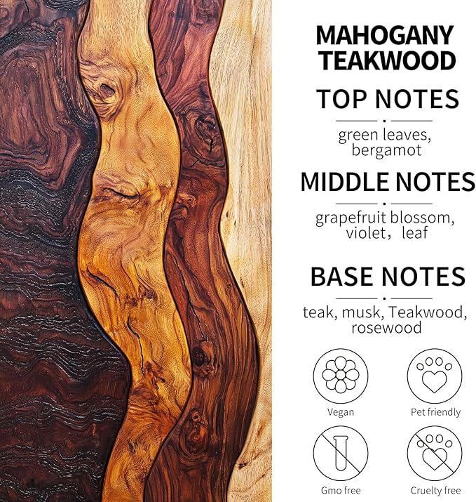 2- Pack Mahogany Teakwood Car Air Freshener Hanging Long Lasting Scent Essential Oil Diffuser Car Perfume Inspired Fragrances for Men and Women by VUTOLLOSA