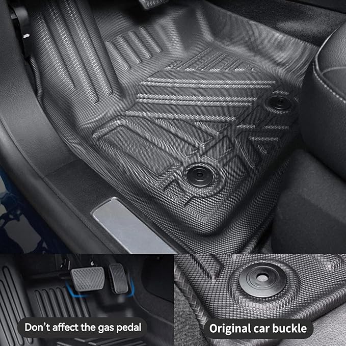 AOMSAZTO Floor Mats for Ford Mustang/Mustang GT 2015-2024 2025 - All Weather Car Floor Liners 1st & 2nd Row Anti Skid Car Mats (Fit Convertible/Coupe/GT/EcoBoost Models)