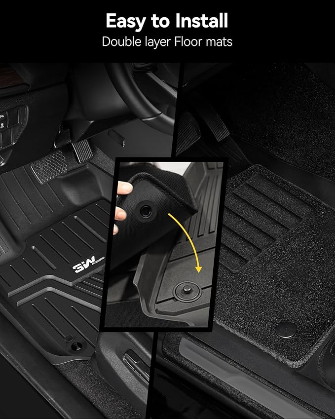 3W Floor Mats(with Carpet) & Cargo Liner Fit for Honda CR-V 2023 2024 2025 2026 TPE All Weather Waterproof Custom Fit Automotive Floor Liners and Carpet for Honda CRV(Include Hybrid)