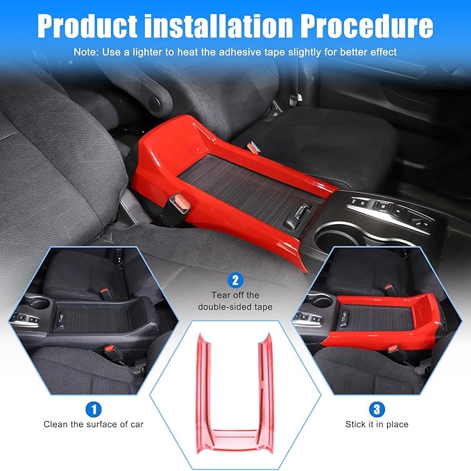 Armrest Box Frame Trim for Honda Pilot 2016-2022/ Ridgeline 2020-2023/ Passport 2019-2023 Accessories, ABS Center Console Armrest Box Frame Protective Cover (Sports Red)