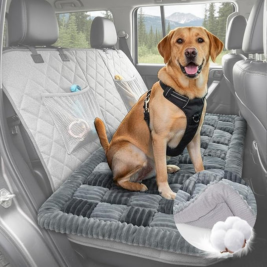 AiQInu Dog Bed for Car Back Seat - Non-Slip, Washable Dog Mat for Car, Plush Soft Comfort Dog Car Seat Cover for Back Seat Extenders, Suitable for Car, Truck, and SUV (25.2" x 50.4")