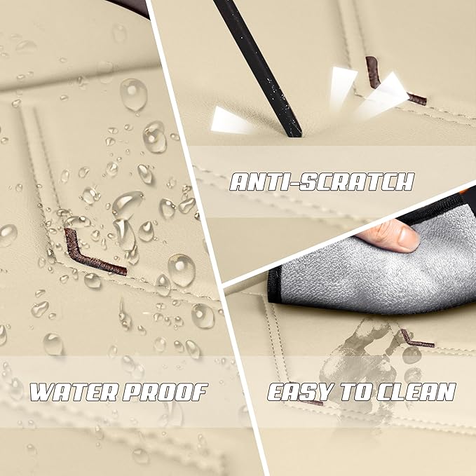 Car Seat Covers Fit for Toyota Camry 2000-2025, Stylish Sport Seat Covers, Waterproof Wear-Resistant Premium Nappa Leather Car Seat Cover.(Full Set with Pillow/Beige)