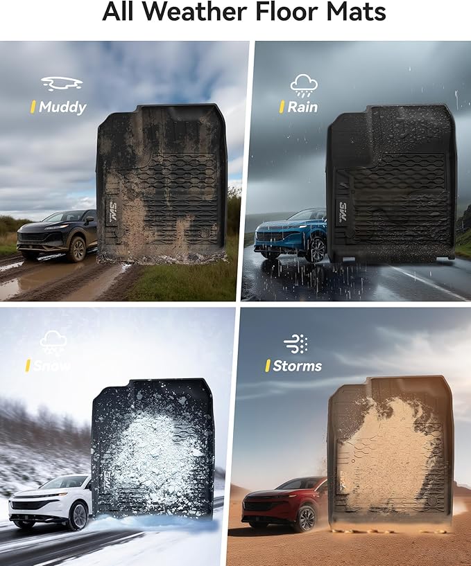 3W Floor Mats for Nissan Murano 2025, Custom Fit All Weather TPE Protection Floor Liners for Murano, Heavy Duty Automotive 1st & 2nd Row Car Mats, Black