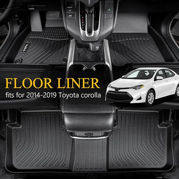 Wailtnb-Floor Mats for Toyota Corolla 2014-2019 (Only Sedan) Waterproof Durable Easy to Clean All Weather Car Mat Custom Fit for Toyota Corolla Accessories Black