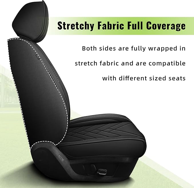 AOMSAZTO 2 Front Seat Covers Fit for VW/Volkswagen Passat 1999-2022: First Row 2PCS Faux Leather Waterproof Seat Covers Automotive Seat Cushion Protector(Black)