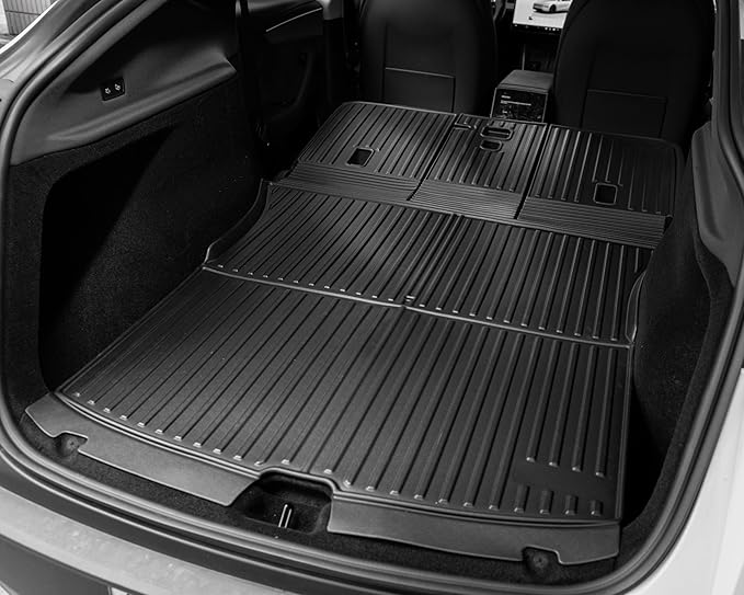 SUPER LINER Tesla Model Y Floor Mats 2025 2026 | Custom Fit All-Weather 9-Piece Set TPE Material| Model Y Juniper Floor Mats Back Seat Protector,Cargo Liner, Trunk & Interior Accessories 5-seat
