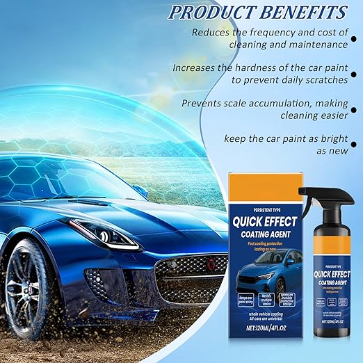 2PCS Advanced Car Quick-Acting Coating Agent Spray, Quick Effect Coating Agent for Cars, Multifunctional Car Scratch Remover, Waterless Wash Oil Film Emulsion Glass Cleaner