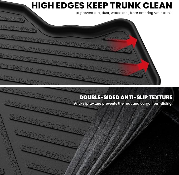 LASFIT Trunk Mat for Toyota Camry 2017 2016 2015 2014 2013 2012 (Not Fit Hybrid), Custom Fit TPE All Weather Cargo Mat for Camry 2012-2017 Trunk Liner Rear Cargo Liner, Black