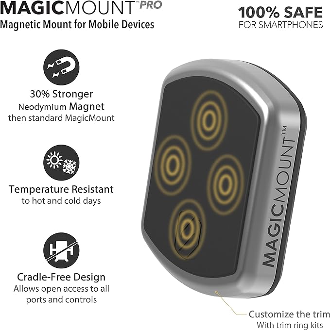 Scosche MPDRND-SP MagicMount Pro Magnetic Car Phone Holder - Strong Magnet Mount for iPhone and Android - Secure Magnetic Mount for Car Dashboard - Universal 360° Adjustable Mobile Cell Holder