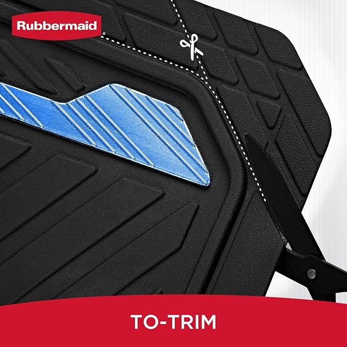 Rubbermaid Car Floor Mat, Heavy Duty All-Weather Car Mats Full Set with Dual-Tone Blue Aluminum Inserts – Universal Fit, Anti-Slip Backing, Trim-to-Fit for Most SUV, Sedan, Van