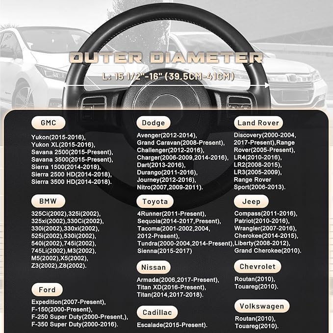 SEG Direct Car Steering Wheel Cover for F-150 Tundra Range Rover 15.25-16 inch, Warm Plush, Summer Winter, Black and Gray