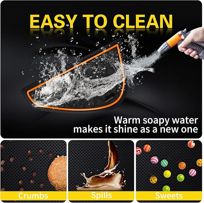 Premium Liner Mat Accessories Compatible with Toyota RAV4 2019-2024 and 2021-2024 RAV4 Prime, Custom Fit Cup Holder, Door Pocket and Center Console Inserts (Orange Trim, 14-PCS)