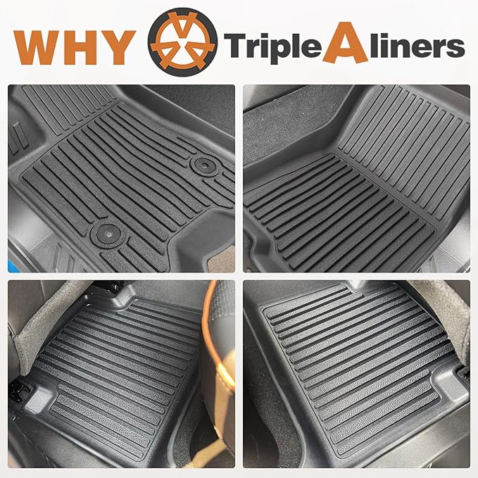 TripleAliners for Colorado & Canyon 2025 2024 2023 Floor Mats Crew Cab 1st & 2nd Row All Weather TPE Material Front Rear Full Set Liners Compatible with Chevy Colorado/GMC Canyon 2023-2025 Accessories
