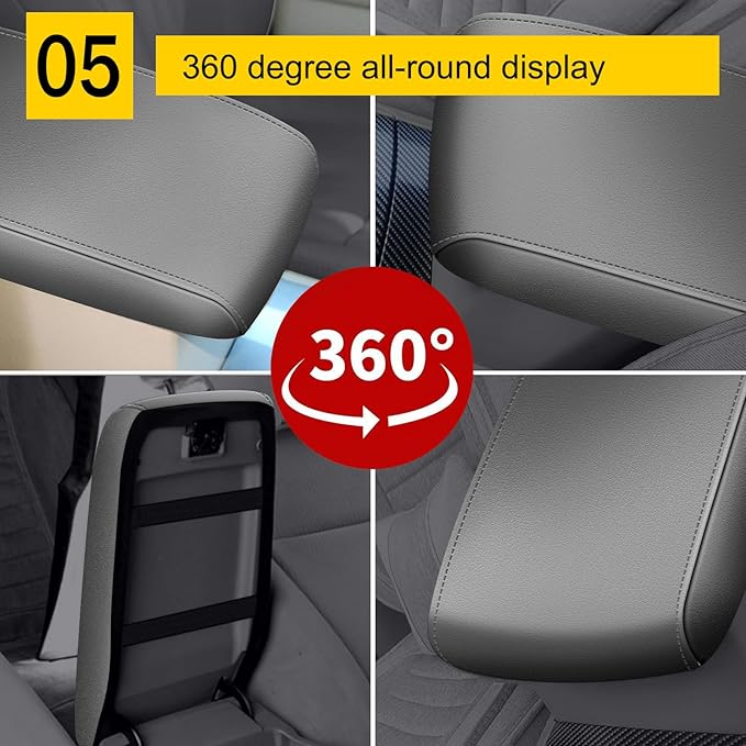 AOMSAZTO Armrest Cover for 2008-2014 Toyota Highlander Middle Console Covers Leather Light Gray