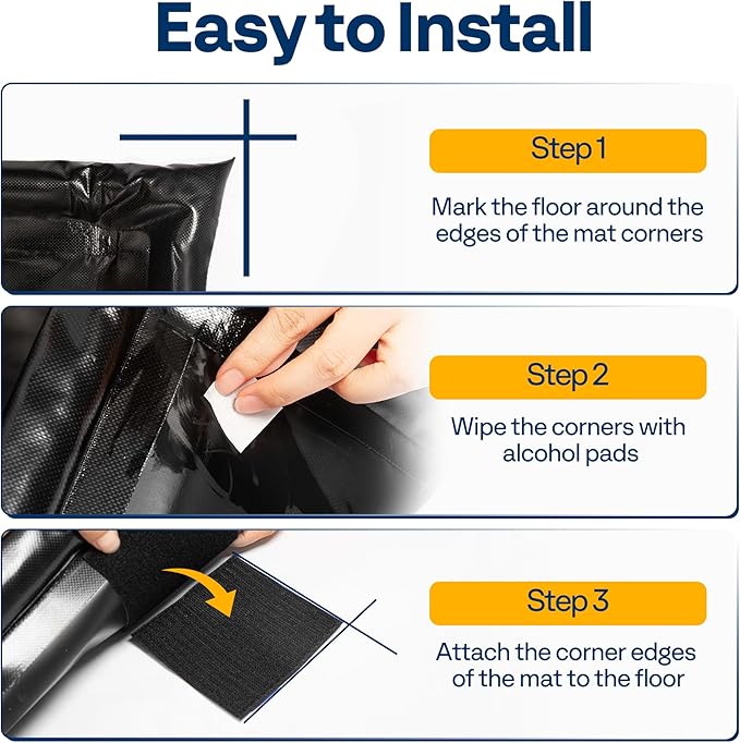 VIVOHOME Containment Mat (8'6" x 20') with Stay Put Corner, PVC Garage Floor Mats, Heavy Duty Garage Parking Mat with a Squeegee,Black