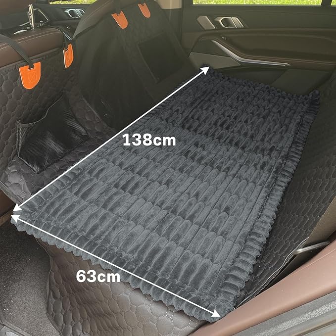 Dog Car Seat Cover for Back Seat, Dog Bed for Car, Fit for Backseat Extenders, Car Seat Protector, Nonslip Soft Durable for Cars Trucks and SUVs (Dark Gray, 24.8"*54")