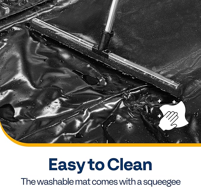 VIVOHOME Containment Mat (7'9" x 16') with Stay Put Corner, PVC Garage Floor Mats, Heavy Duty Garage Parking Mat with a Squeegee,Black