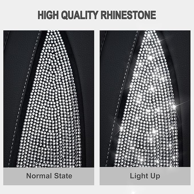 TTX LIGHTING Bling Car Seat Covers fit for Mitsubishi Outlander Sport 2007-2026: Leather Seat Protector with Luxury Shining Diamonds (5 Seats, Black&Diamond)