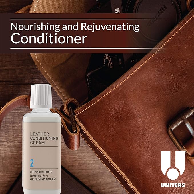 UNITERS Leather Care KIT Cleaning and Conditioning (250ml) - Leather Cleaning Kit with Leather Soft Cleaner and Leather Conditioning Cream for Furniture, Upholstery, Shoe, Bags, and Car Interior
