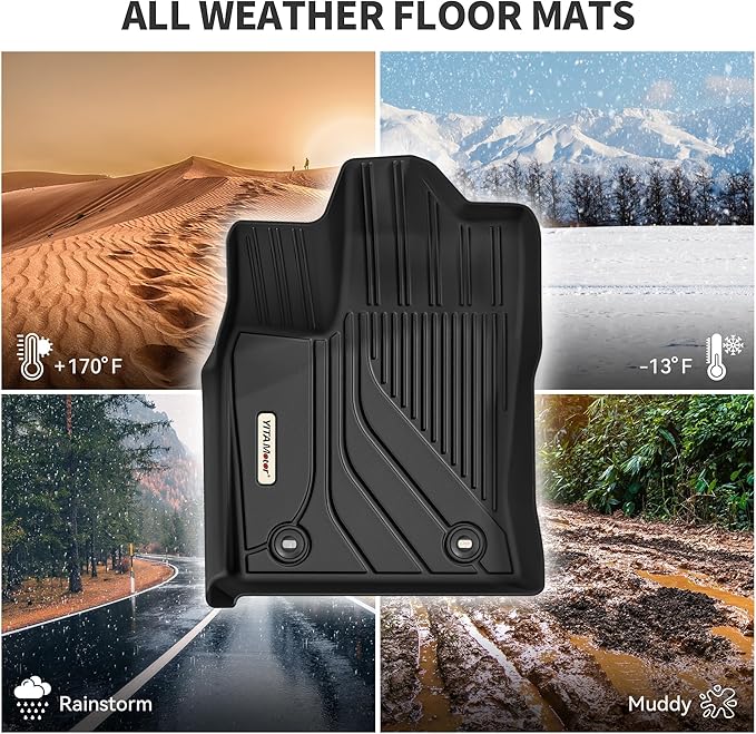 YITAMOTOR Floor Mats Fits for Toyota Tundra Double Cab 2026 2025-2022, Custom Fit Tundra Car Mats, All-Weather TPE Front and Rear Row Floor Liners, Black