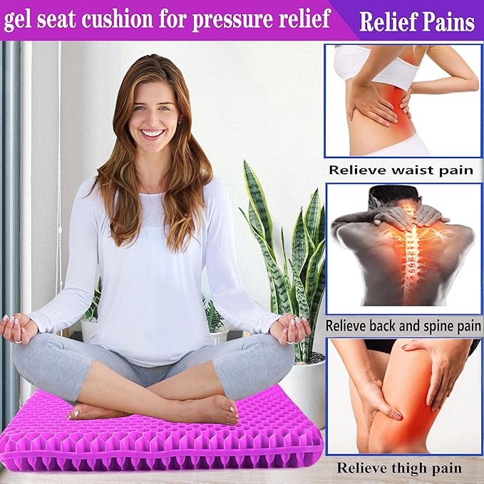 Plus Size Gel Seat Cushion, Extra Large and Thick, Seat Cushion for Pressure Relief for Back, Hip, Sciatica, Tailbone Pain, Used for The Office, Car, Wheelchair, Truck, Recliner.(Rose red)