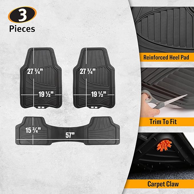 Armor All 4-Piece Floor Mats, Trim-to-Fit All-Weather Mats for Cars, Trucks, SUVs — Black