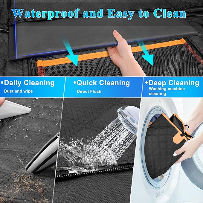 Dog Car Seat Cover for Back Seat, Hard Bottom Car Seat Cover for Dogs with Door Protectors, Waterproof Back Seat Extender for Dogs, Scratch-Resistant, Suitable for Cars