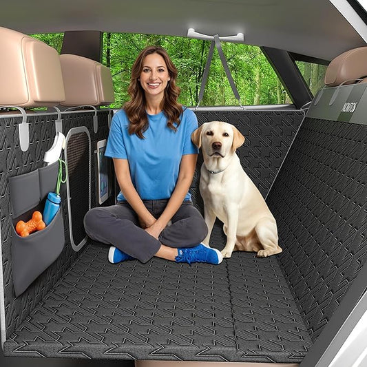 Upgraded Durable Hard Bottom Dog Car Seat Cover with EPE Sponge Cushion,Foldable Dog Rear Seat Protector,Waterproof Pet Car Seat Hammock, Seamless Car Back Seat Extender for SUV,Truck(L)
