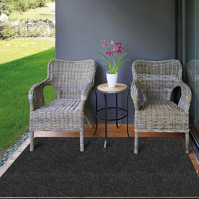 Ottomanson Commercial Scrape Rib Entry Mat – Heavy Duty Ribbed Floor Mat for High Traffic – Non Slip Rubber Back, Waterproof – Indoor Outdoor Use for Offices, Schools, Lobbies, 2'7" x 19', Black