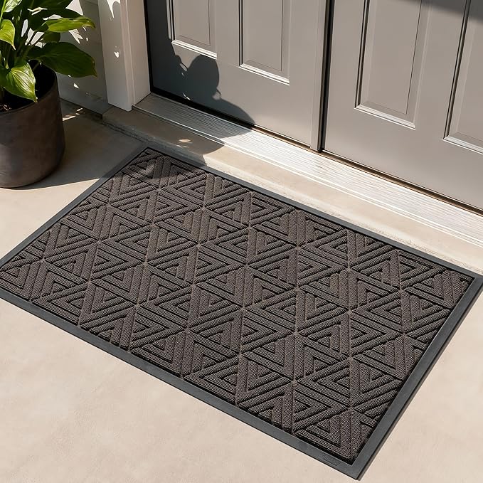 Yimobra Large Door Mat 47x32, All-Weather Waterproof Non-Slip Welcome Matt Outdoor, Heavy Duty Non Slip Doormat for Entryway for Patio and Garage Indoor, Easy Clean, Brown