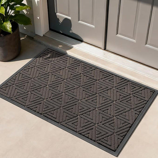 Yimobra Large Door Mat 47x32, All-Weather Waterproof Non-Slip Welcome Matt Outdoor, Heavy Duty Non Slip Doormat for Entryway for Patio and Garage Indoor, Easy Clean, Brown