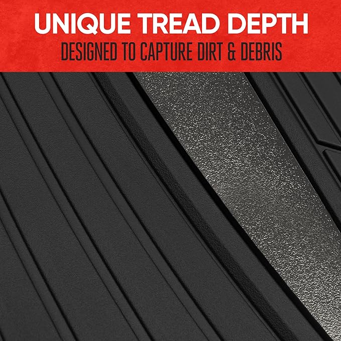 Motor Trend ChromeTech Car Floor Mats Full Set - Durable Rubber Floor Mats for Cars with Two Tone Accent, All Weather Interior Protection for Front and Rear with Non-Slip Backing, Gunmetal Chrome