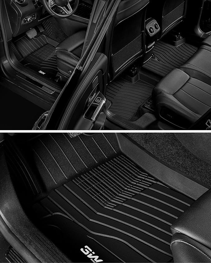 3W Floor Mats Compatible for Mercedez Benz GLB250 GLB35 AMG 2020-2025, TPE All Weather Custom Fit Floor Liner for Benz GLB 1st & 2nd Row Full Set Car Liners Black
