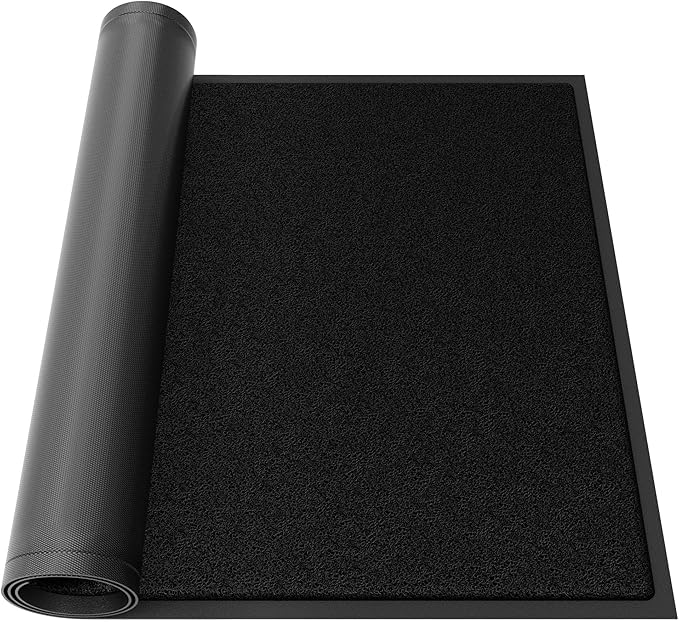 Sturdy Front Door Mat, 36" x 60" Heavy Duty Outdoor Indoor Mats to Trap Dirt and Moisture, Non-Slip Waterproof Doormat Inside Entrance, Washable Welcome Mats for Home Entryway（Black）