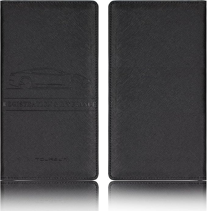 TOURSUIT Car Registration and Insurance Card Holder, Vehicle License Document Glove Box Compartment Organizer, Interior Car Accessories for Women Men Teens (Cross Black)